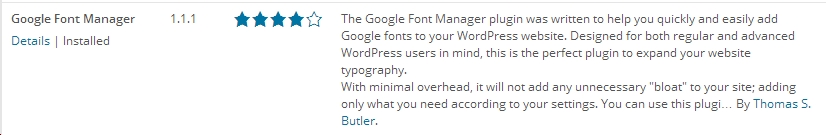 Google Font Manager Plugin Settings Menu