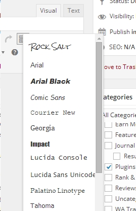 Wordpress editor with tinyMCE and Google Font Manager Plugins