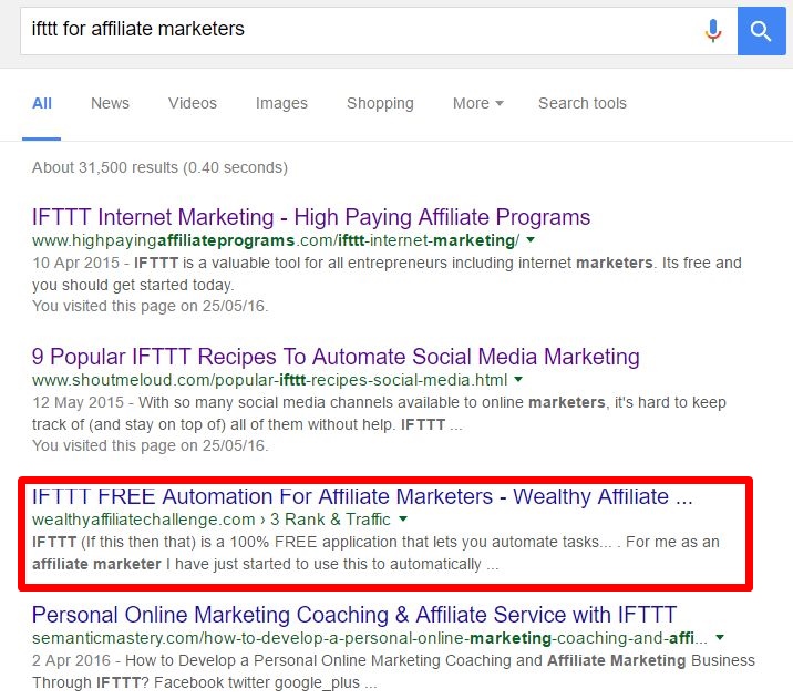 Google Search Rankings After IFTTT Syndication