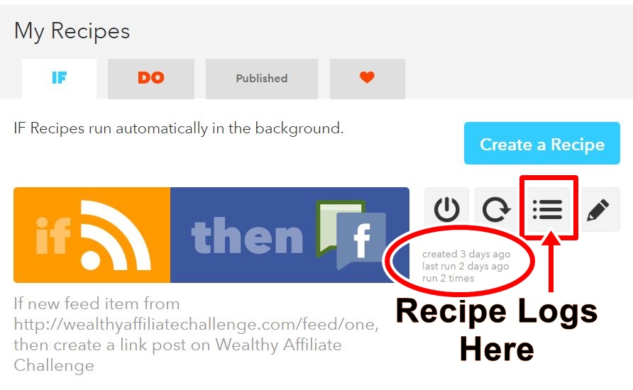 IFTTT Checking your recipe log files