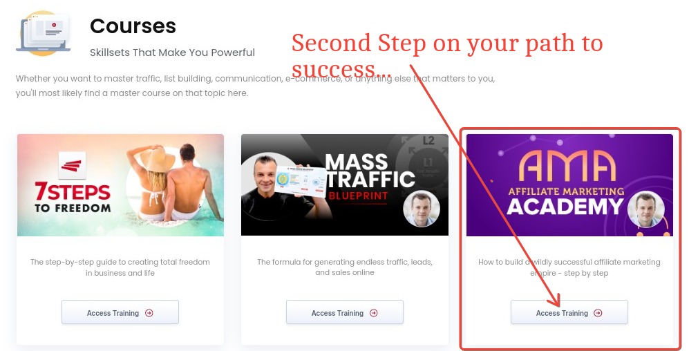 Affiliate Marketing Acedamy is your second step on the path to success